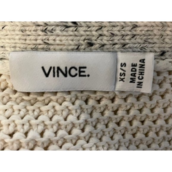 VINCE Popover White Knit Stripe Speckle Sweater Boxy Tunic Top sz.XS V340576442 - Picture 8 of 8